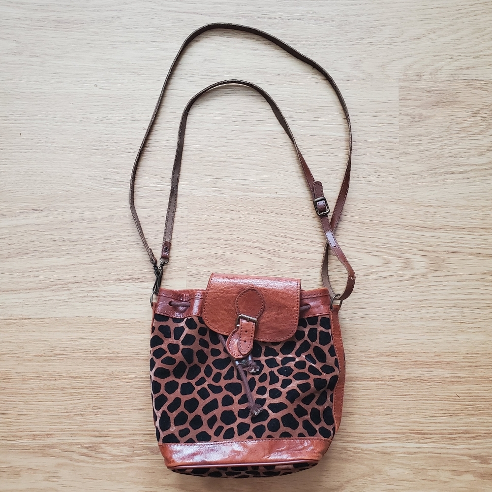 Vintage leather bag | Giraffe print🦒